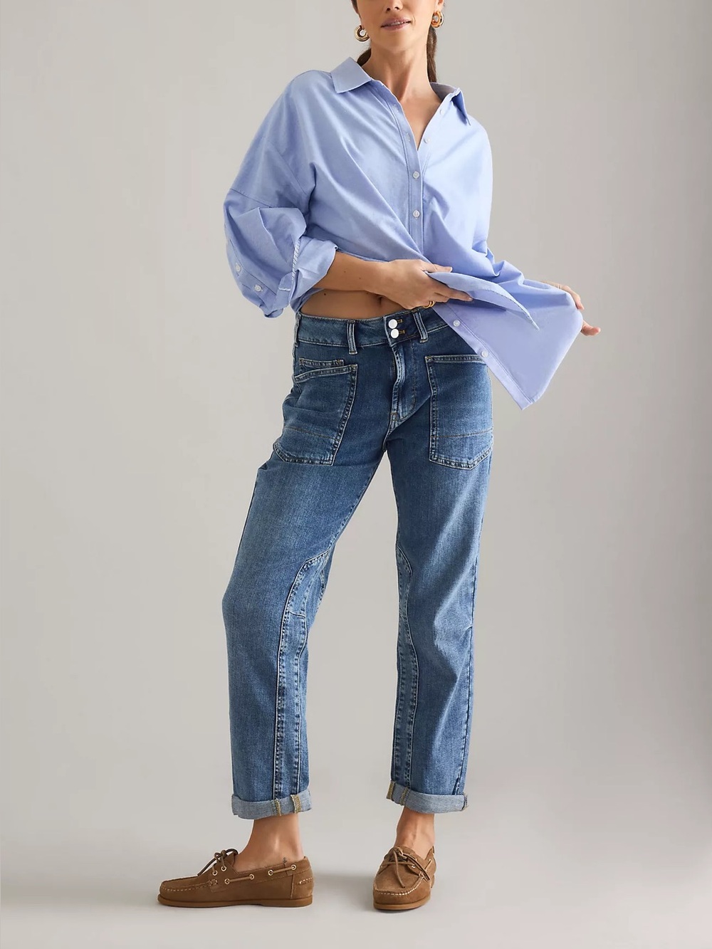 Anthropologie Pilcro Boyfriend Jeans in Medium Blue Denim